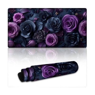 Floral Large Mouse Pad 12"24" inch Extended Gaming Mousepad Desk Mat Long Computer Keyboard Non-Slip Base Stitched Edges for Home Office Work