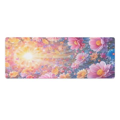 Floral Starry Sky Large Mouse Pad 12"32" inch Extended Gaming Mousepad Desk Mat Long Computer Keyboard Non-Slip Base Stitched Edges for Home Office Work