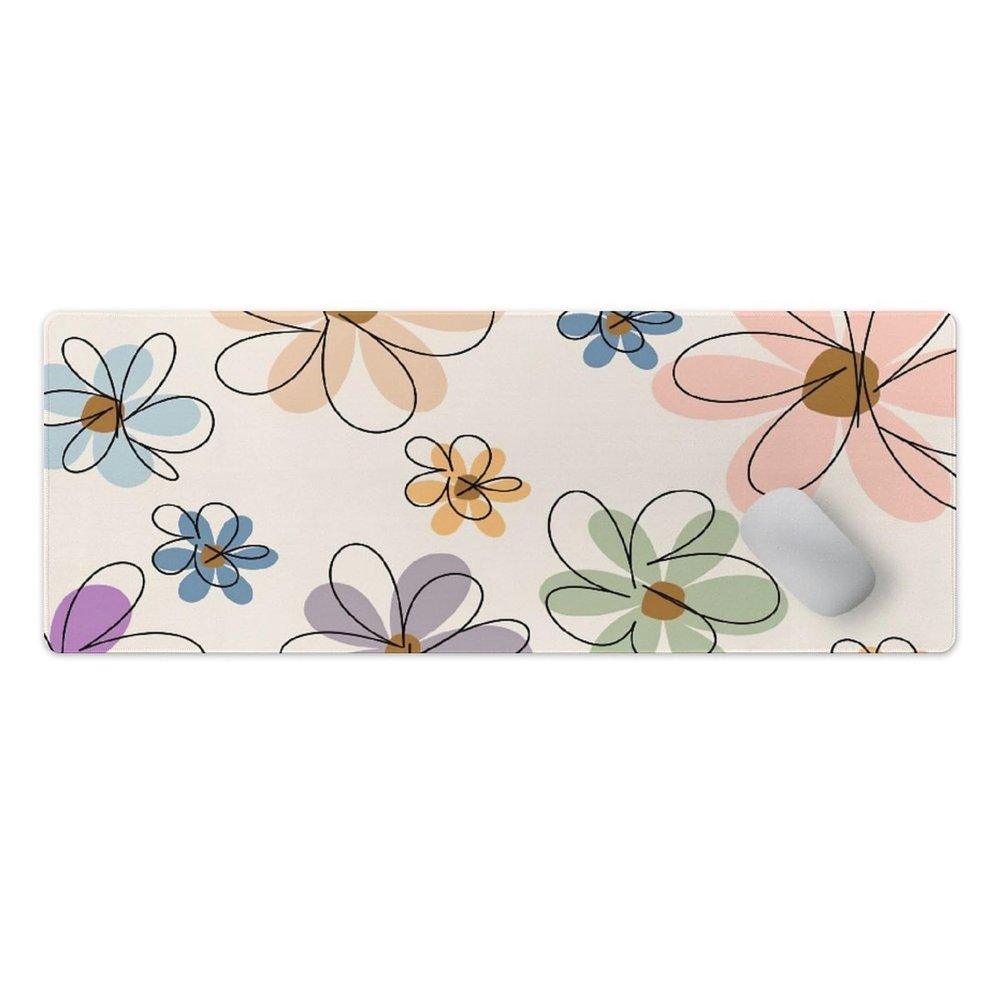Floral Large Mouse Pad 12"32" inch Extended Gaming Mousepad Desk Mat Long Computer Keyboard Non-Slip Base Stitched Edges for Home Office Work