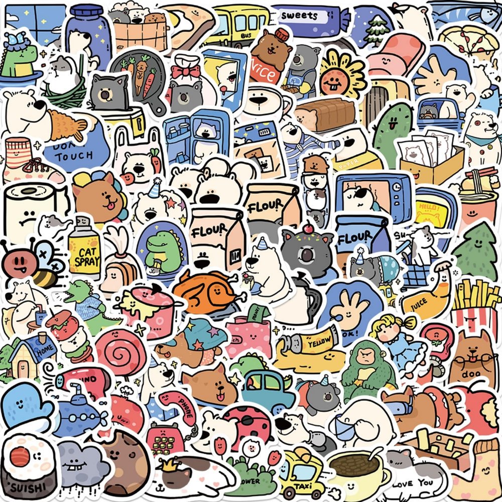 100 PCS Mini Cartoon Animals Stickers for Teens - Carrot, Cute Rabbit,Egg Stuffers, Indoor Decor Gifts Vinyl Waterproof Party Favor Supplies Gifts (mini)