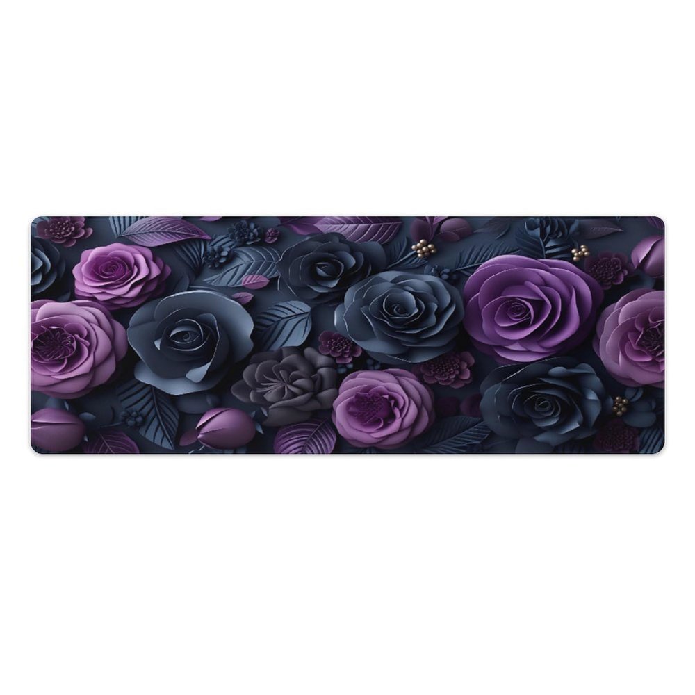 Floral Large Mouse Pad 12"32" inch Extended Gaming Mousepad Desk Mat Long Computer Keyboard Non-Slip Base Stitched Edges for Home Office Work