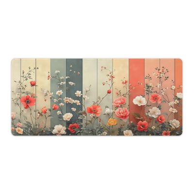 Floral Large Mouse Pad 16"36" inch Extended Gaming Mousepad Desk Mat Long Computer Keyboard Non-Slip Base Stitched Edges for Home Office Work