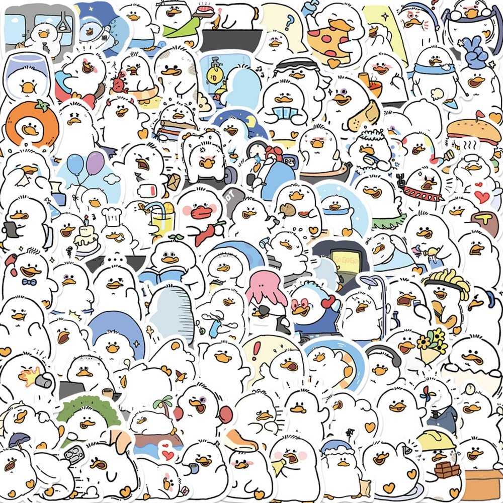 100 PCS Duck Cartoon Animals Stickers for Teens - Carrot, Cute Rabbit,Egg Stuffers, Indoor Decor Gifts Vinyl Waterproof Party Favor Supplies Gifts (Duck)
