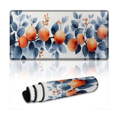 Floral Fruit Large Mouse Pad 12"24" inch Extended Gaming Mousepad Desk Mat Long Computer Keyboard Non-Slip Base Stitched Edges for Home Office Work
