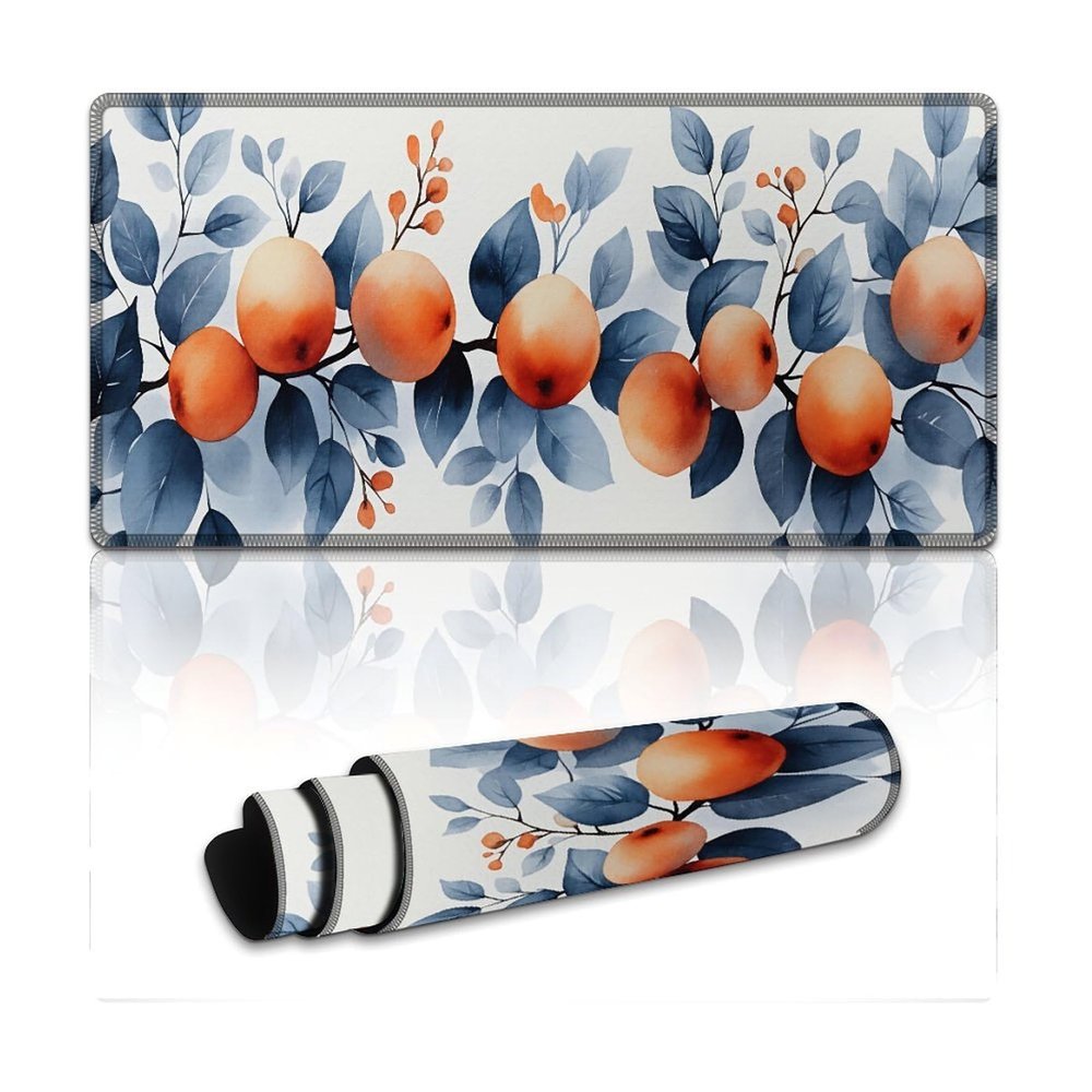 Floral Fruit Large Mouse Pad 12"24" inch Extended Gaming Mousepad Desk Mat Long Computer Keyboard Non-Slip Base Stitched Edges for Home Office Work