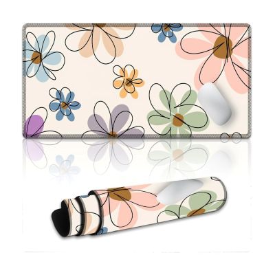 Floral Large Mouse Pad 12"24" inch Extended Gaming Mousepad Desk Mat Long Computer Keyboard Non-Slip Base Stitched Edges for Home Office Work