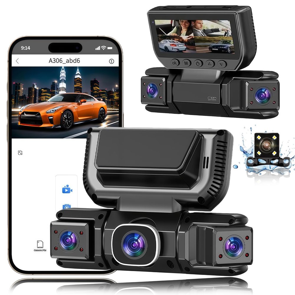 360 Car Dvr WiFi 4 Channels Dash Cam Video Recorder, 360 All-Sides Video Recorder, 1080P HD Camera, Super Night Vision, 170 Ultra Wide, for Sedans,Suvs,Truck (24 H Parking Recording, No Card)