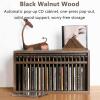 COYEUX Desktop CD Storage Rack, Wooden DVD Organizer Stand, Convenient Pop-Up Button, 19 CD Storage Capacity, for Home, Office, Music Room, Theatre Room view 4