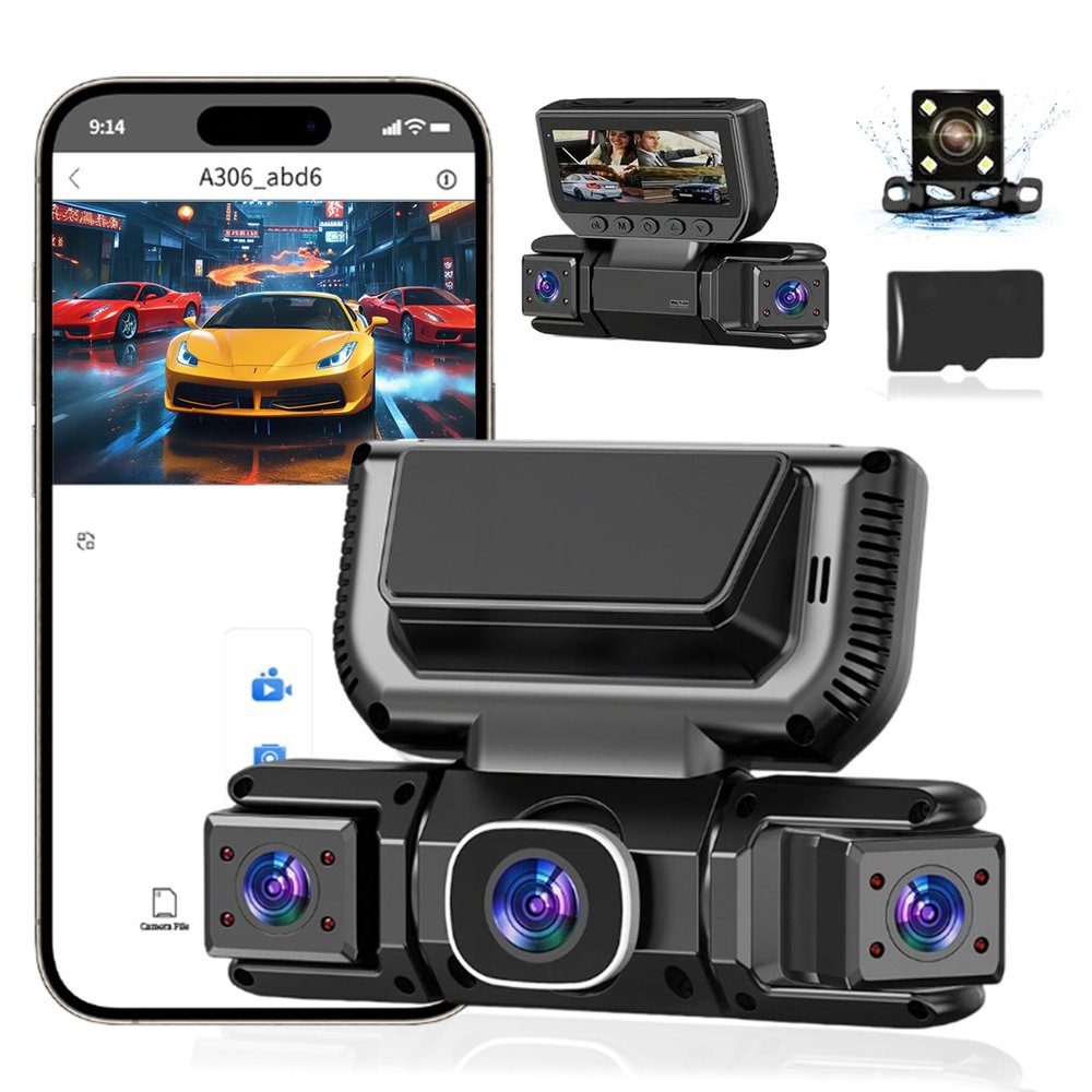 360 Car Dvr Wifi 4 Channels Dash Cam Video Recorder, 360 All Sides Dash Cam, 1080p HD Camera/Super Night Vision/170 Ultra Wide Angle/Loop Record for Sedans,Suvs (NO-24 H Parking Recording, No Card)