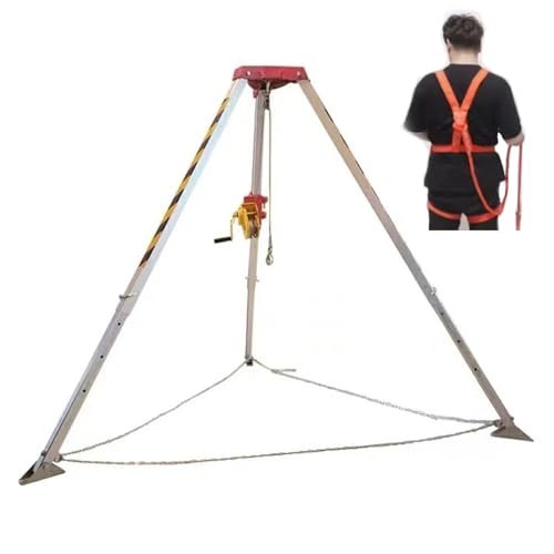 Aluminum Rescue Tripod Kit for Confined Spaces - Fall Protection & Lifting Equipment for Wells, Cellars, Tunnels - Essential Safety Gear for Emergency Response