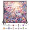 10X7ft Fabric Easter Backdrop Paper Mache Eggs Hand-Drawn Rabbit Painted Bunny Egg Background Party Decorations Photo Studio Props Home Wall Decor view 2