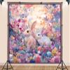 10X7ft Fabric Easter Backdrop Paper Mache Eggs Hand-Drawn Rabbit Painted Bunny Egg Background Party Decorations Photo Studio Props Home Wall Decor view 3