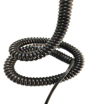 ACFFVBW Coiled Extension Cord, 2 Cores Telescopic Power Cord 15AWG 13AWG Black Spring Spiral Cable Stretchable Wire Extension(2 core 13AWG 2 Meters Line)