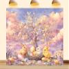 10X7ft Fabric Easter Backdrop Bumblebee Busy Blooms Hand-Drawn Rabbit Painted Bunny Egg Background Party Decorations Photo Studio Props Home Wall Decor view 1