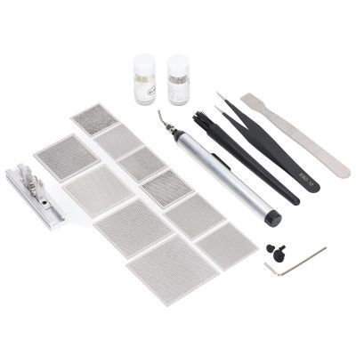 Adfaga Professional Reballing Rework Station Set Complete Reballing Kit with Mesh Templates Suction Cups Tools for BGA Chip Repair Computer Maintenance Stainless Steel Construction