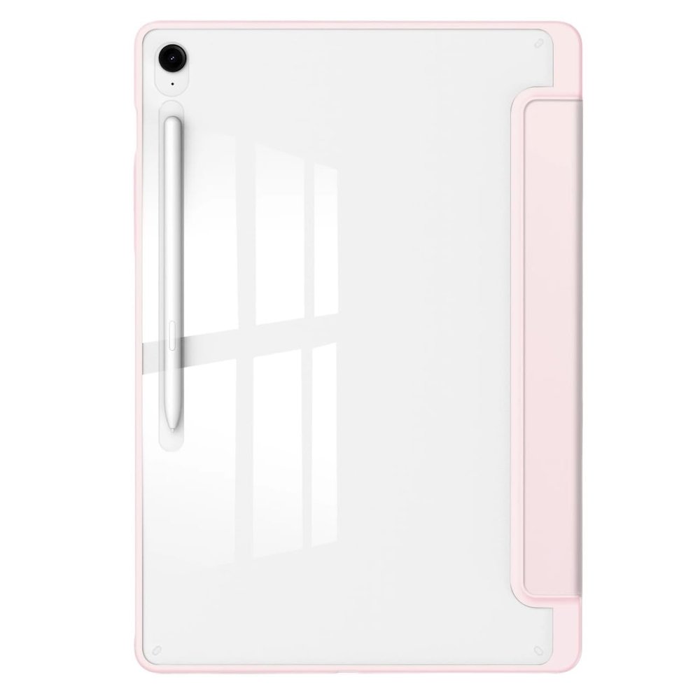 Slim Tri-Fold Stand Cover Suitable for Samsung Galaxy Tab S10 FE Plus 13.1inch 2025 Clear Acrylic Back with Pen Holder Case(Pink)