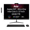 acer Aspire 27 All-in-One Desktop, 27" IPS FHD Display, AMD Ryzen 7 5825U (Ryzen 7 5000 Series), 64GB DDR4, 1TB SSD, Wi-Fi 6E, Webcam, Bluetooth 5.3, Windows 11 Pro, with DKZ USB Port Expander view 1