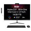 acer Aspire 27 All-in-One Desktop, 27" IPS FHD Display, AMD Ryzen 7 5825U (Ryzen 7 5000 Series), 16GB DDR4, 1TB SSD, Wi-Fi 6E, Webcam, Bluetooth 5.3, Windows 11 Home, with DKZ USB Port Expander view 1