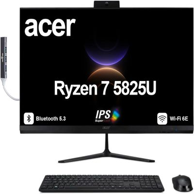 acer Aspire 27 All-in-One Desktop, 27" IPS FHD Display, AMD Ryzen 7 5825U (Ryzen 7 5000 Series), 16GB DDR4, 1TB SSD, Wi-Fi 6E, Webcam, Bluetooth 5.3, Windows 11 Pro, with DKZ USB Port Expander