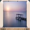 10X7ft Fabric Beach Boardwalk Backdrop Photography Vacation Seaside Beachwalk Holiday Sea Cityscape Background Coast Supplies Party Decorations Photo Studio Props view 3