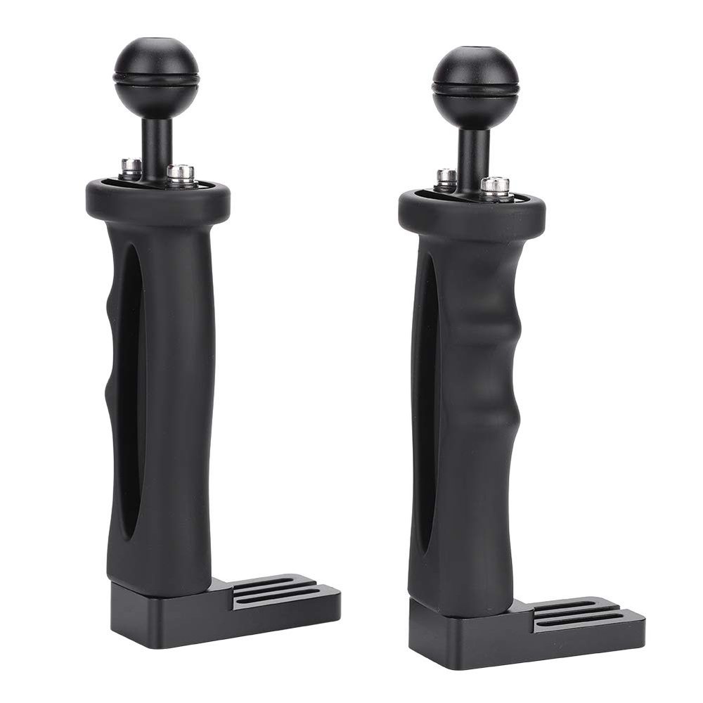 Yoidesu Camera Handle Grip Dual Handle Aluminum Tray with 1in Ball Mount for Flash, Video Lights, Ergonomic Grip, Underwater Camera Housing Accessory, 1/4in Screw Standard,
