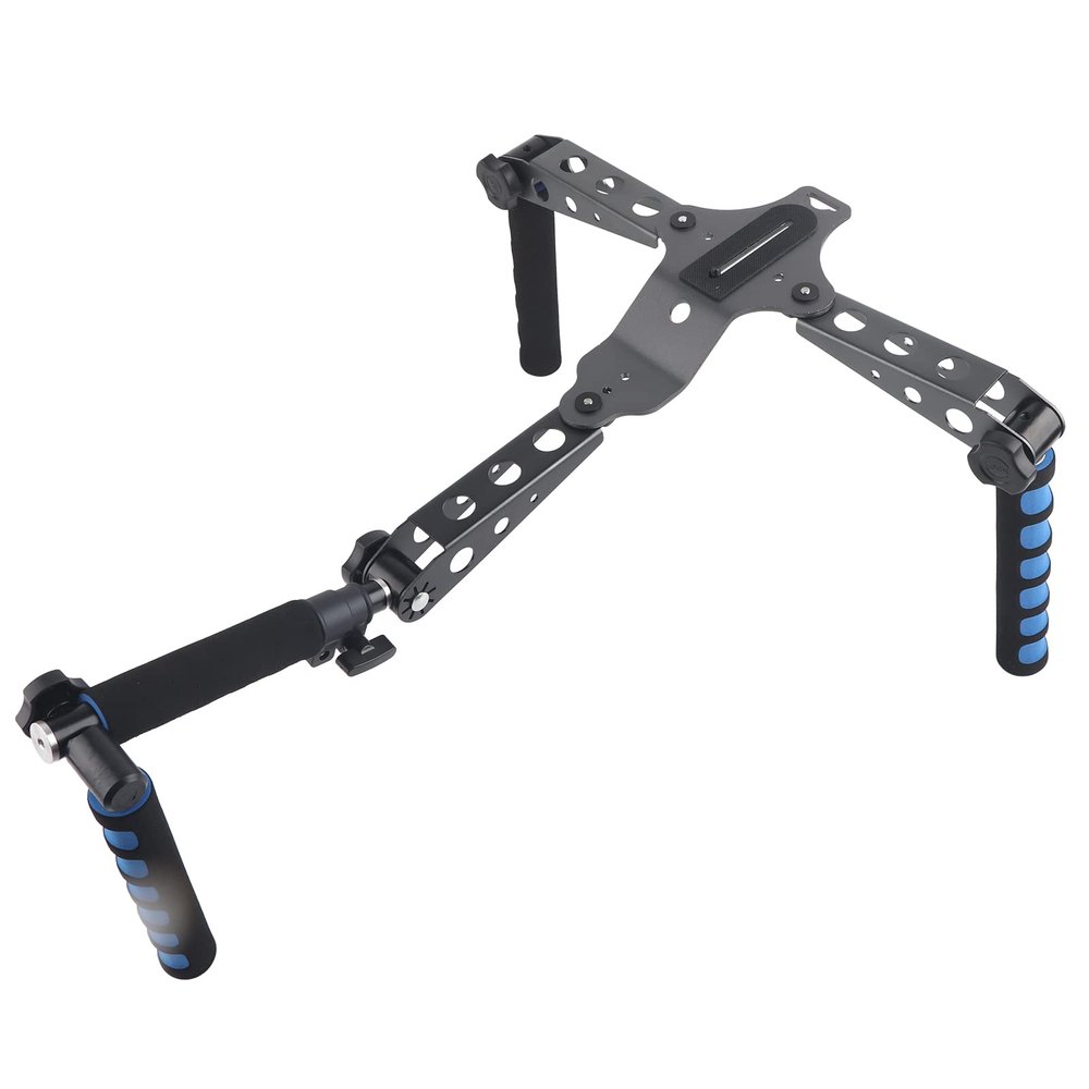 Aluminium Alloy Photography Video SLR Camera Single Shoulder Bracket Support Rig Stabilizer, Camera Shoulder Support, Multi - Function Foldable Handle with Foam Layer for Cameras a