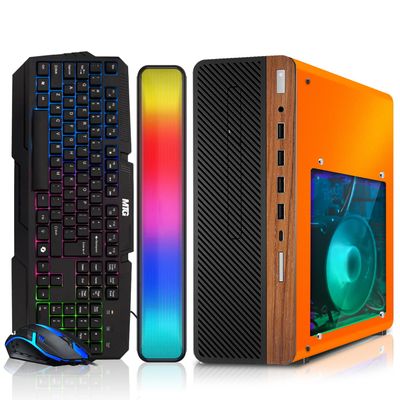 HP Half Dark Desktop Computer PC Phoenix AMD A10-9700, 16GB RAM, 1TB SSD, RGB KBM with AI Copilot, WiFi, RGB Sounbar, Windows 11 (Renewed)