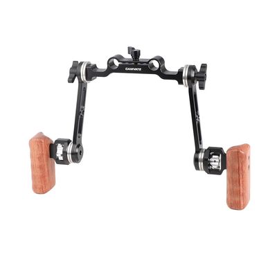 Compatible for ARRI,Compatible for DSLR, Wooden Camera Handle with Rosette Arm and Dual 15mm Rod Clamp for Shoulder Rig(Type 3)