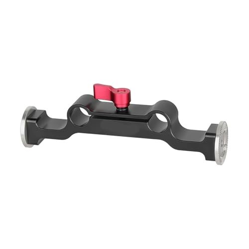 Compatible for ARRI,Compatible for DSLR, Wooden Camera Handle with Rosette Arm and Dual 15mm Rod Clamp for Shoulder Rig(Red knob)