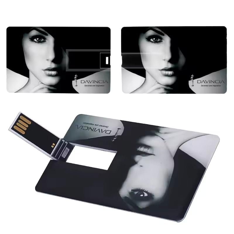 High Speed Custom USB Flash Drive for Data Transfer, Customized USB Data Storage Device, Black Credit Card Design, Bulk Personalized USB Thumb Drive for Brand Promotion (4G,10PCS)