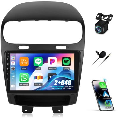 [2+64G]Android 15 Car Stereo for Dodge Journey 2011-2019&for Fiat Freemont 2012-2014 with Wireless Carplay&Android Auto,9 Inch Touch Screen Car Radio with Mirror Link Bluetooth FM/RDS WiFi GPS EQ SWC