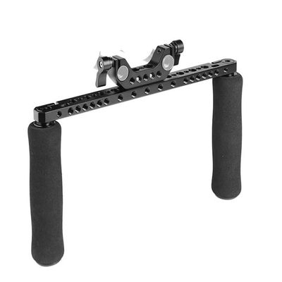 Compatible for DSLR, Sponge Handle Grip with Cross Cheese Bar and 15mm Dual Rod Clamp for Shoulder Rig