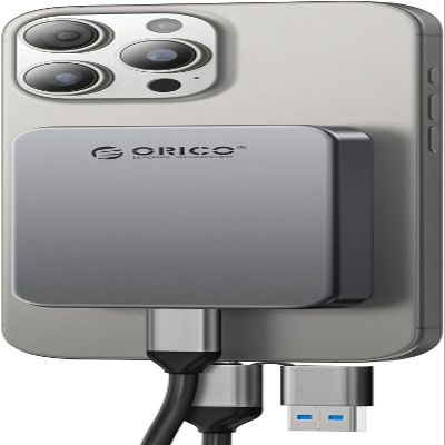 ORICO 480GB Magnetic Portable SSD, Metal Body, 4K 120 fps ProRes HDR Record and Store, Up to 460MB/s, USB C&A 2 in 1 Cable, External SSD Compatible with iPhone 16 Pro Max, Tablet, Computer - K5PLUS