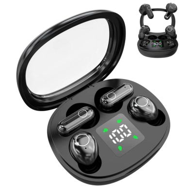 2 Pairs Semi-in-Ear Mini Sleep Earphones, 2026 New Ultra Mini 2-Pack Bluetooth Earbuds, Invisible Short-Stem Design for Side Sleepers & Sports, Waterproof with Mic for Side Sports Work (Black)