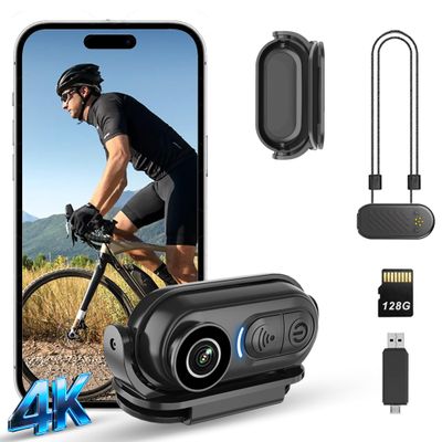 4K Mini Body Camera - Thumb Sports Action Cam 128GB with Audio, Wearable Hands-Free Chest Pov Recording, Helmet Mount & Magnetic Personal Clip On Camcorders - For Cap Shirt Outoor Cycling Skiing