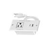 1500W Small Recessed Power Strip with Inset USB Electrical Outlet Extender Plug Extension Cord Hidden Flush Mount Surge Protector Charging Station for NightStand Desk Furniture (White) view 1