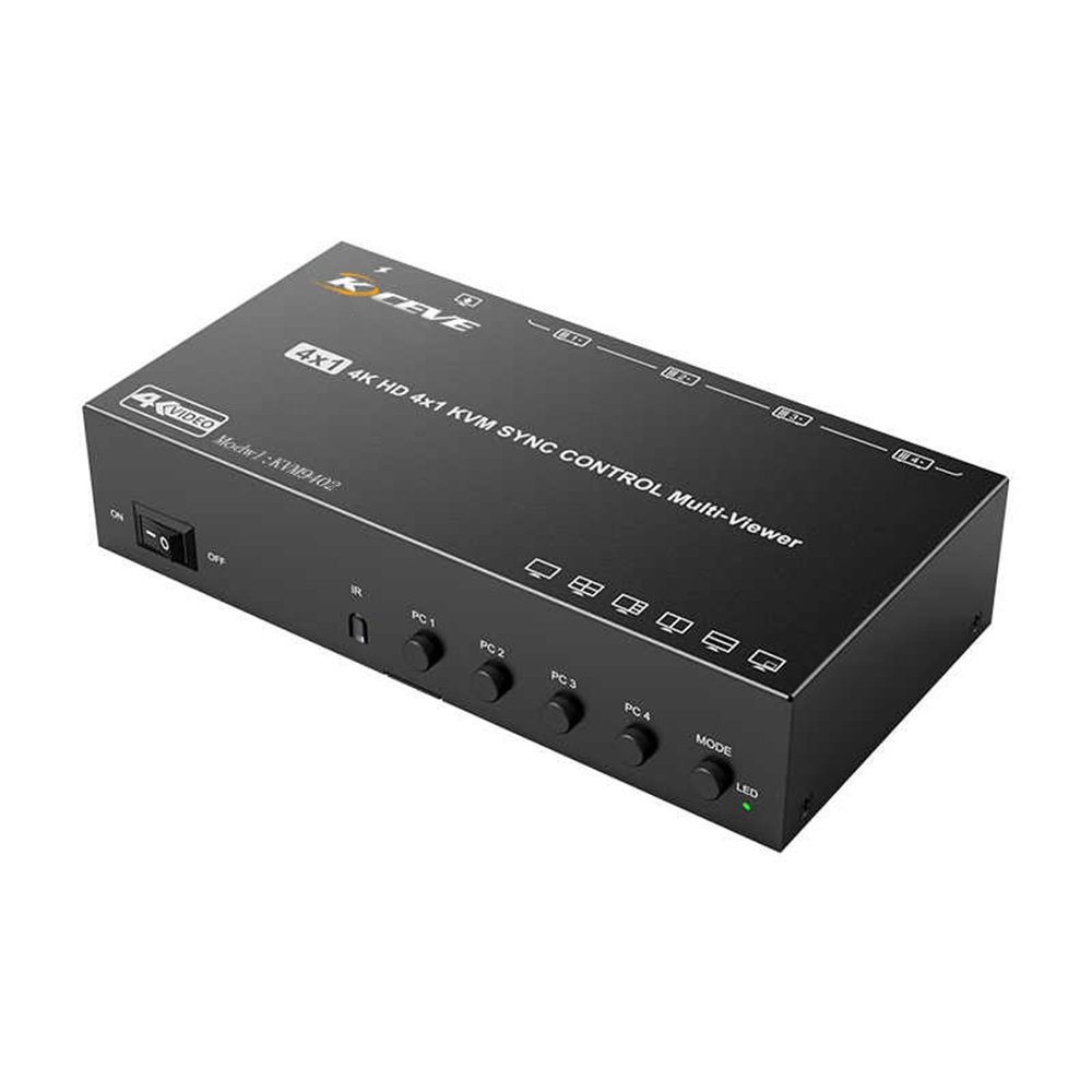 Black Game Control SynchronizerKeyboard and Mouse Split-Screen Synchronization Device4/8ports All-in-oneHDMI Multi-Screen Splitter(4 Ports)