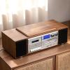 Portable CD Player with Bluetooth, Desktop CD Music Players for Home, Volume Control Knob, Supports Transcription Functions, for Home (Light Brown) view 1