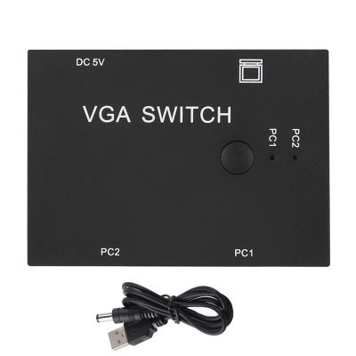 Estink VGA Switch Box, 2 Input 1 Output Manual Switcher Splitter for Sharing Monitor Between 2 Laptops Computers 50ft Signal Transmission Plug and Play Office Use