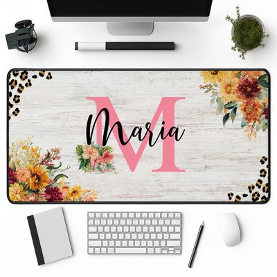 Personalized Mouse Pad with Name and Initial Custom Monogram Gift for Women, Teachers or Students Personalized Mouse Pad for Home Office, School Workspace, Birthday Present or Holiday Surprise