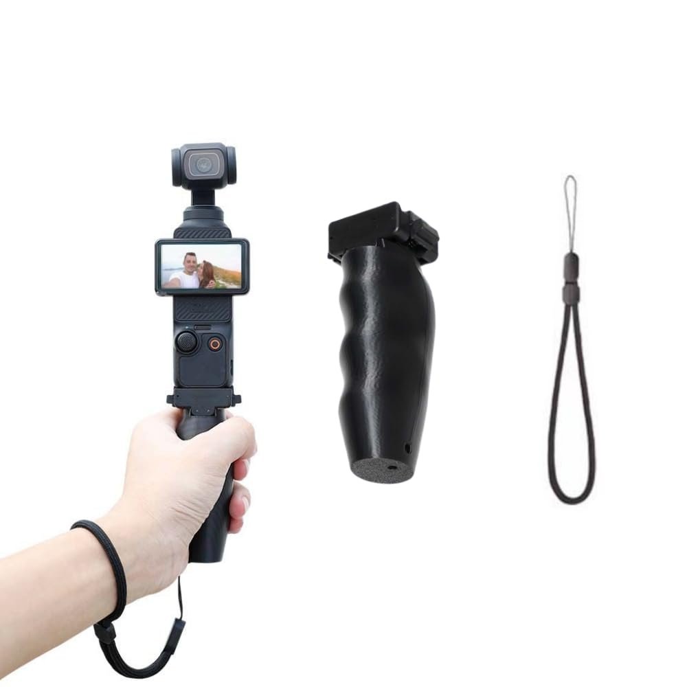 3D Printed Portable Quick Release Grip for DJI OSMO Pocket 3,Ergonomic Non Slip Handle, Sport Camera OSMO POCKET3 Extension Handheld Bracket with Wrist Strap.