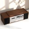 Portable CD Player with Bluetooth, Desktop CD Music Players for Home, Volume Control Knob, Supports Transcription Functions, for Home (Dark Brown) view 1