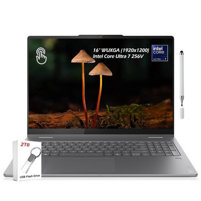 Lenovo Yoga 7i 2-in-1 AI Copilot+ Laptop, 16 2K LCD Touch, Intel Ultra 7 256V, 16GB LPDDR5X RAM, 2TB SSD, Backlit KB, WiFi7, BT5.4, Thunderbolt 4, Win11Pro, Luna Grey, w/2TB USB & StylusPEN, W/GaLiMu