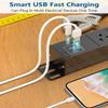 2 Packs 8 Outlet Heavy Duty Power Strip with USB PD 20W, BTU Surge Protector 6FT Cord Long Power Strip with USB A & USB C, Wide Spaced and Wall Mount Metal Powerstrip for Home Office Garage Workshop view 3