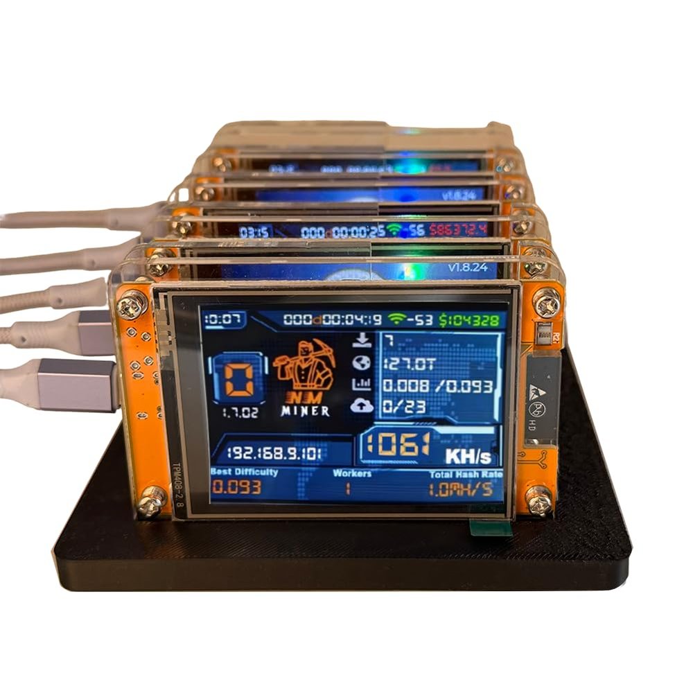 OLurkthu 5X 1060KH/S with 5 Slots Stand, 2.8 Inch Smart Display Upgraded Bitcoin Crypto Solo Miner Home BTC, Acrylic Case (5*Miner with Case+1 * 5 Slots Stand)