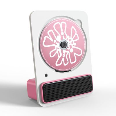 Portable Bluetooth CD Player,CD Music Player,9 Tilt-Up Acoustic Design,Dual Connection Modes, Disc Formats CD, CD-R, CD-RW, for Office (Pink)