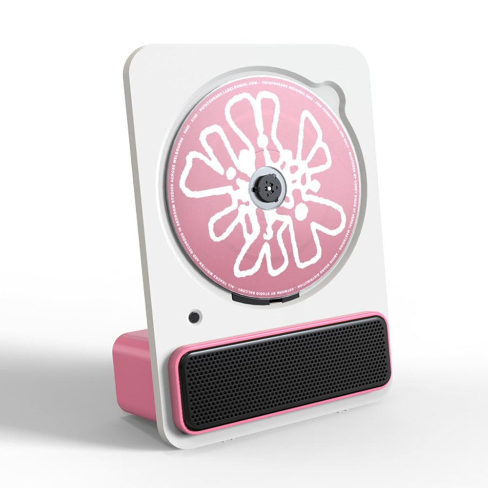 Portable Bluetooth CD Player,CD Music Player,9 Tilt-Up Acoustic Design,Dual Connection Modes, Disc Formats CD, CD-R, CD-RW, for Office (Pink)