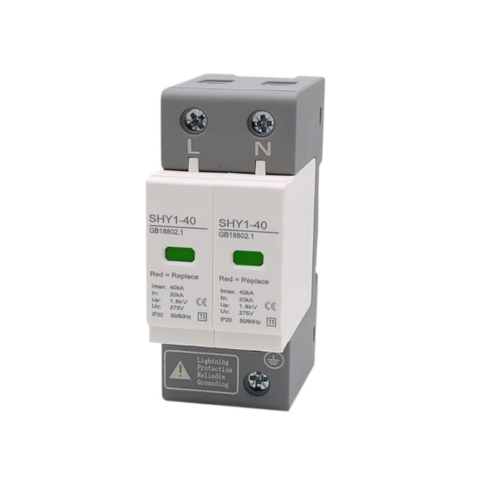 1 PCS Surge Protection 2040KA 30KA60KA House Lightning Protector Low-Voltage Arrester Device 275V 385V Din Rail(2P 275V AC,10-20KA)