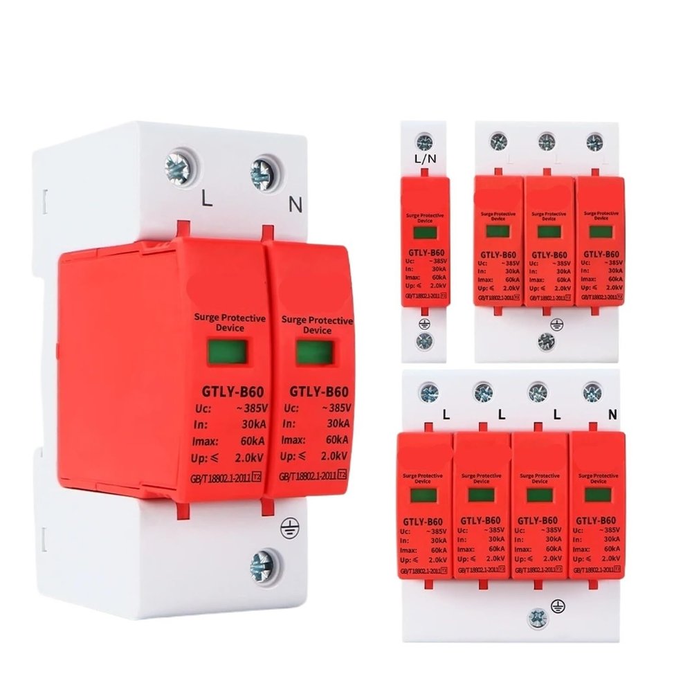 1 pcs House Lightning Surge Protector SPD 1P 2P 3P 4P 40KA 60KA 220V 385V AC Protective Low-Voltage Arrester Device(1P,220V 20-40KA)