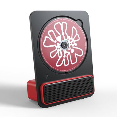 Portable Bluetooth CD Player,CD Music Player,9 Tilt-Up Acoustic Design,Dual Connection Modes, Disc Formats CD, CD-R, CD-RW, for Office (Red)